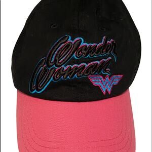 Wonder Woman Black, Pink Blue Baseball Hat/Cap from Six Flags Adjustable Strap